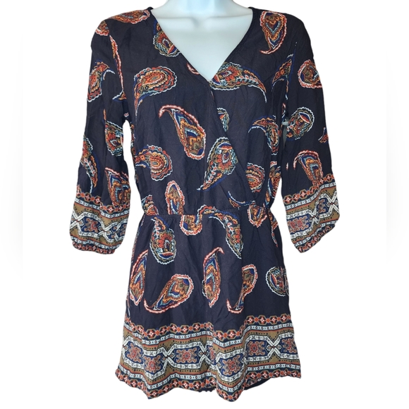 Blu Pepper Anthropologie Navy Paisley Romper - Picture 1 of 5